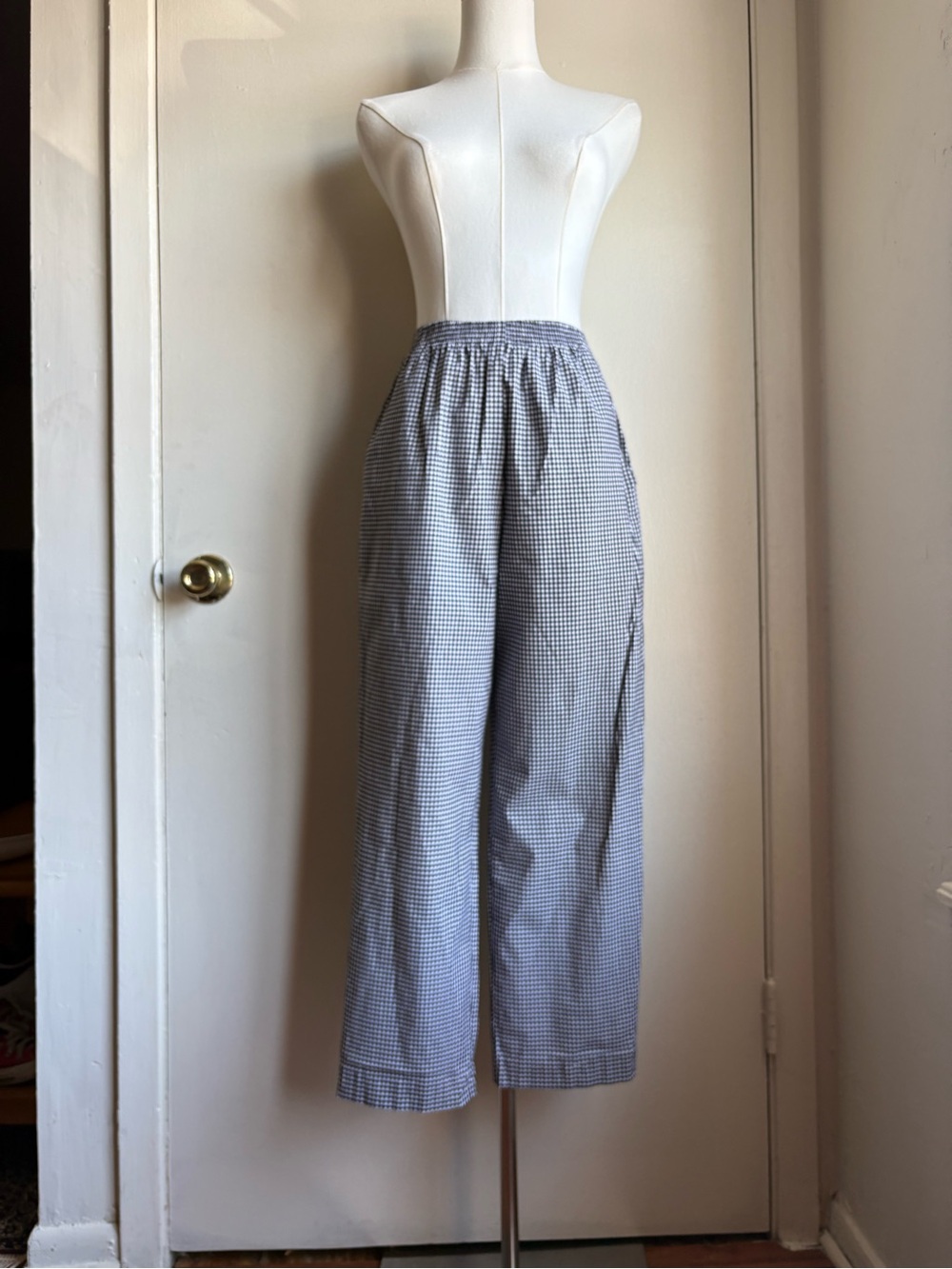 alfred dunner gingham high rise elastic waist pants
